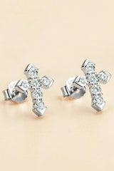 Moissanite Cross Stud Earrings Moissanite - Tophatter Daily Deals