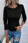 Quarter-Snap Round Neck Top Blouses - Tophatter Daily Deals