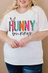 Plus Size HUNNY BUNNY Graphic Striped Tee Women's T-Shirts - Tophatter Daily Deals