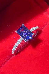 1 Carat Moissanite 925 Sterling Silver Rectangle Ring in Blue Moissanite - Tophatter Daily Deals