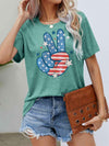 US Flag Peace Sign Hand Graphic Tee Gum Leaf Women's T-Shirts - Tophatter Daily Deals