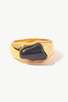 Inlaid Natural Stone Stainless Steel Ring Black Rings - Tophatter Daily Deals