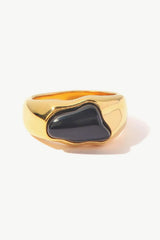 Inlaid Natural Stone Stainless Steel Ring Rings - Tophatter Daily Deals