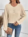 Half Button Long Sleeve Top Blouses - Tophatter Daily Deals