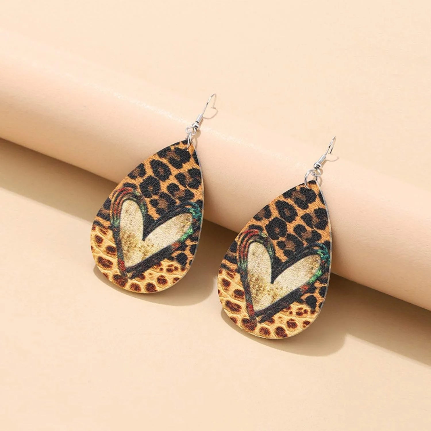 PU Leather Leopard Teardrop Earrings Leopard One Size Earrings - Tophatter Daily Deals