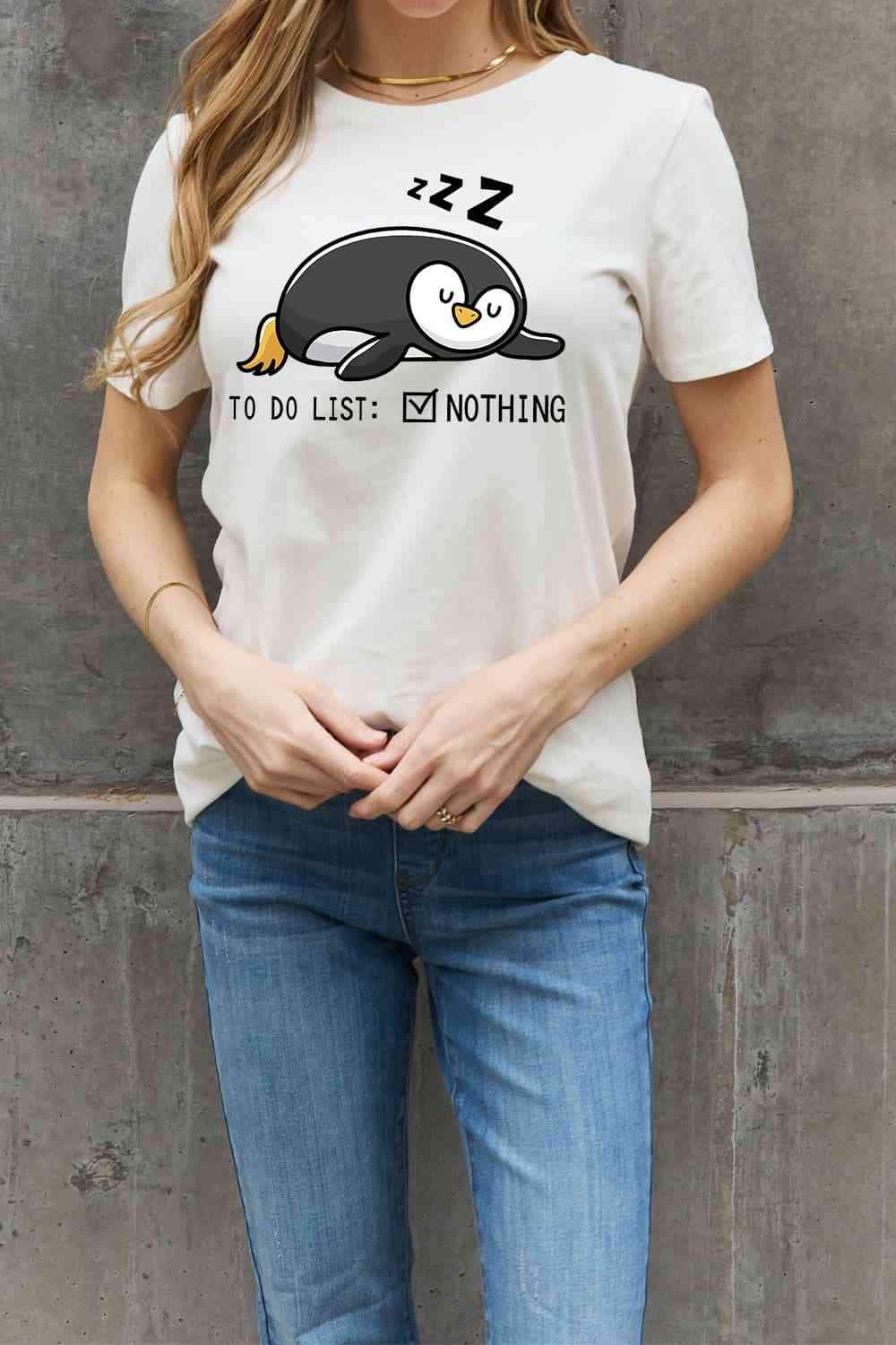 Simply Love Full Size TO DO LIST NOTHING Graphic Cotton Tee Women's T-Shirts - Tophatter Daily Deals