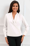 V-Neck Buttoned Long Sleeve Blouse - Tophatter Deals