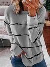 Striped Round Neck T-Shirt Charcoal Women's T-Shirts - Tophatter Daily Deals