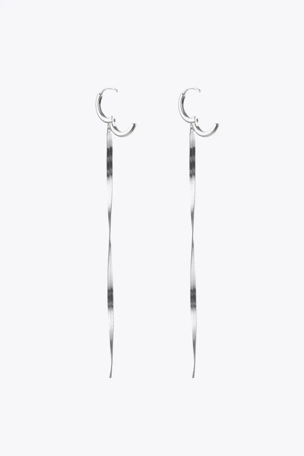 925 Sterling Silver Long Snake Chain Earrings Earrings - Tophatter Daily Deals