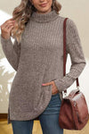 Turtleneck High Low Top Blouses - Tophatter Daily Deals