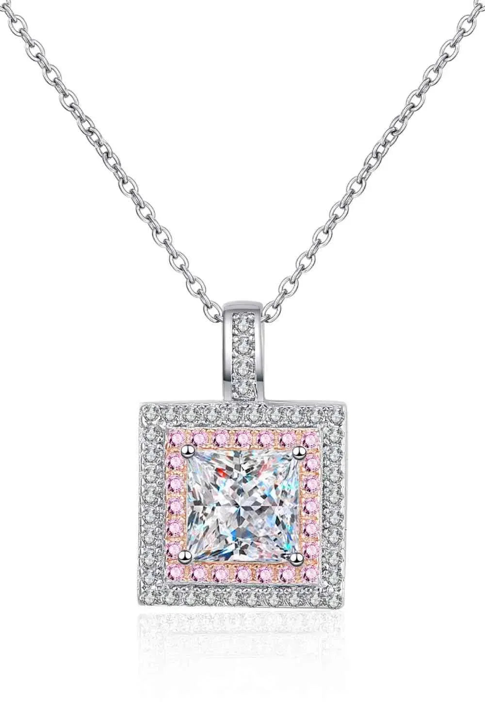 1 Carat Moissanite Square Pendant Chain Necklace Moissanite - Tophatter Daily Deals