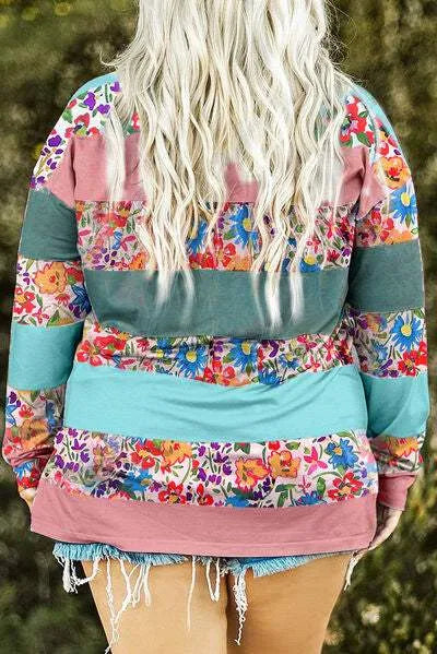 Plus Size Striped Slit Long Sleeve T-Shirt Women's T-Shirts - Tophatter Daily Deals