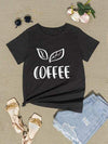 COFFEE Round Neck Short Sleeve T-Shirt Women's T-Shirts - Tophatter Daily Deals