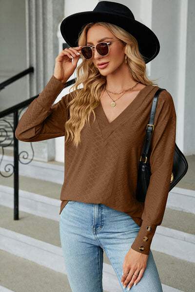 V-Neck Lantern Sleeve T-Shirt Women's T-Shirts - Tophatter Daily Deals