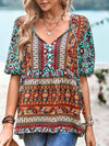 Bohemian Tie Neck Babydoll Blouse Blouses - Tophatter Daily Deals