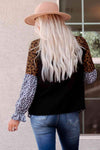 Animal Print Color Block V-Neck Flounce Sleeve Blouse Blouses - Tophatter Daily Deals