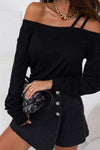 Off-Shoulder Spaghetti Strap Blouse Blouses - Tophatter Daily Deals