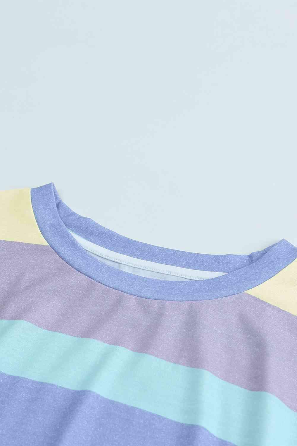 Rainbow Stripe Tie-Front Tee Shirt Women's T-Shirts - Tophatter Daily Deals