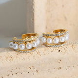 Pearl Titanium Steel C-Hoop Earrings Earrings - Tophatter Daily Deals