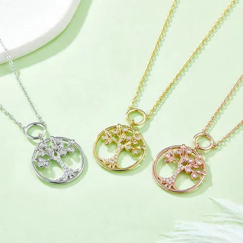 Moissanite 925 Sterling Silver Tree Of Life Pendant Necklace Moissanite - Tophatter Daily Deals