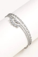 Zircon Layered Bracelet Silver One Size Bracelets - Tophatter Daily Deals