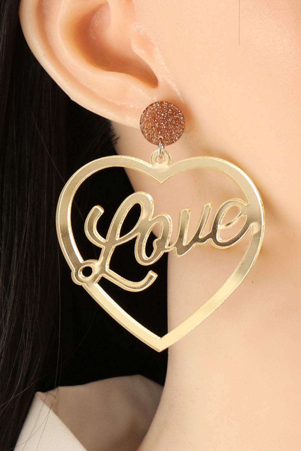 Heart Shape Acrylic Dangle Earrings Gold One Size Earrings - Tophatter Daily Deals