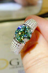 3 Carat Moissanite Side Stone Ring Mid Green Rings - Tophatter Daily Deals