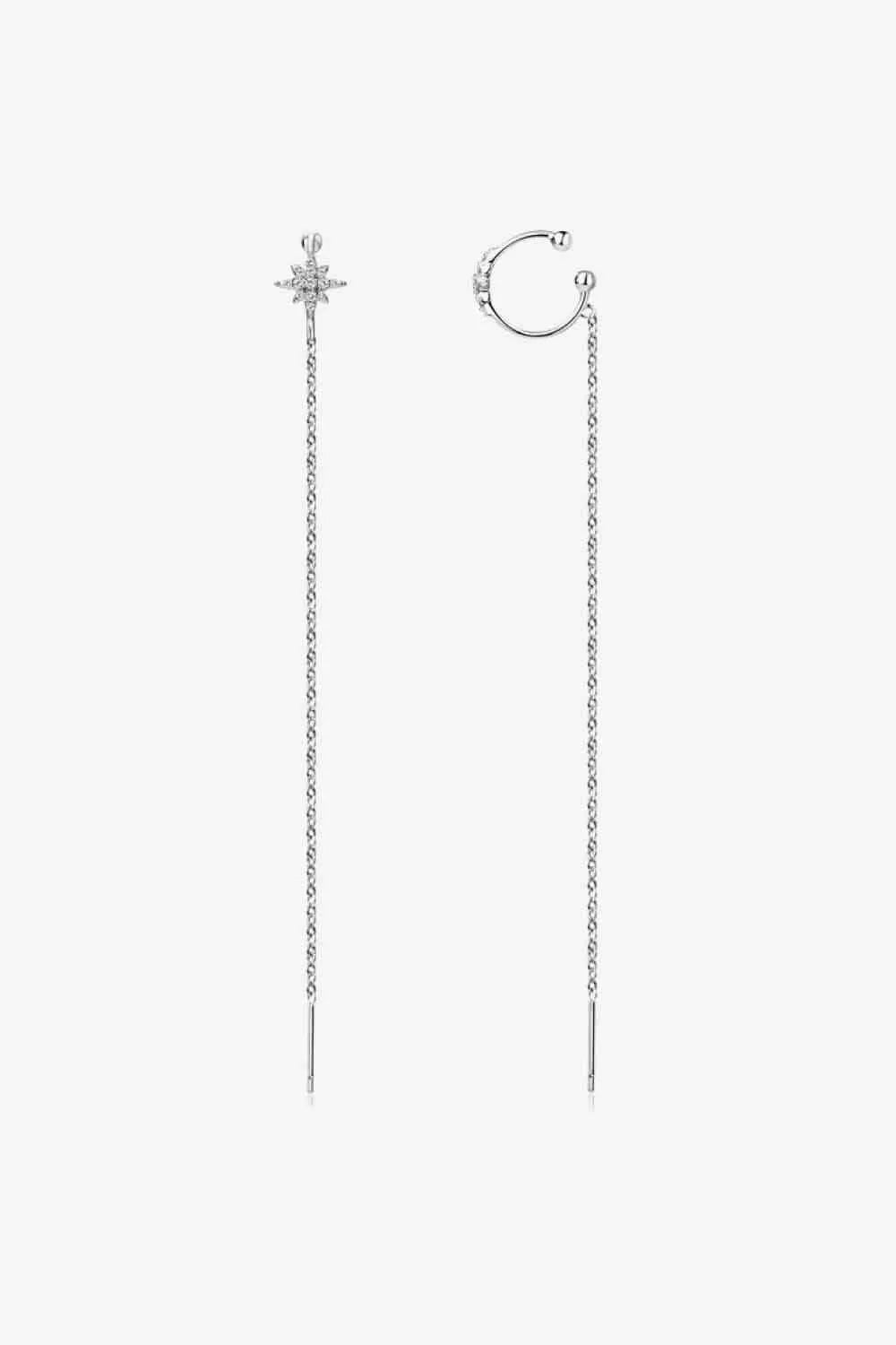 Moissanite 925 Sterling Silver Threader Earrings Silver One Size Moissanite - Tophatter Daily Deals