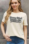 Simply Love Full Size HAPPY MIND HAPPY LIFE Graphic Cotton Tee Women's T-Shirts - Tophatter Daily Deals