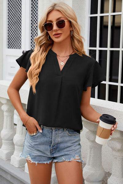 Notched Cap Sleeve T-Shirt Women's T-Shirts - Tophatter Daily Deals