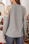 MERRY CHRISTMAS Sequin Round Neck Blouse Blouses - Tophatter Daily Deals