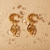 18K Gold-Plated Stainless Steel C-Hoop Dangle Earrings Gold One Size Earrings - Tophatter Daily Deals