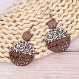 Wooden Cutout Leopard Dangle Earrings Style B One Size Earrings - Tophatter Daily Deals