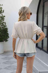 V-Neck Puff Sleeve Babydoll Top Blouses - Tophatter Daily Deals