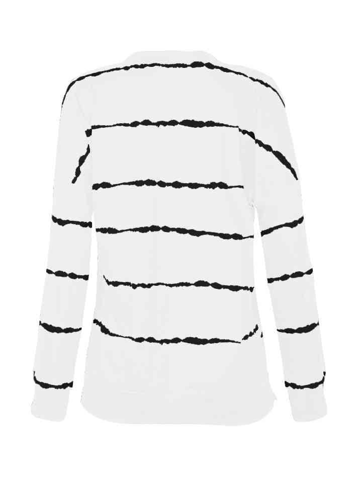 Striped Round Neck T-Shirt Women's T-Shirts - Tophatter Daily Deals