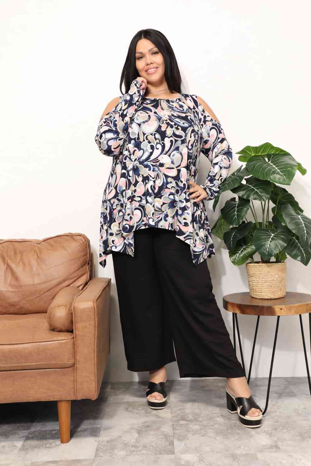 Sew In Love  Full Size Long Sleeve Flower Print Blouse - Tophatter Deals