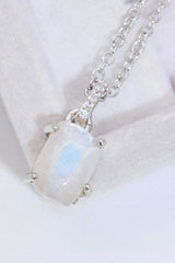 Natural Moonstone 4-Prong Pendant Necklace Moonstone - Tophatter Daily Deals
