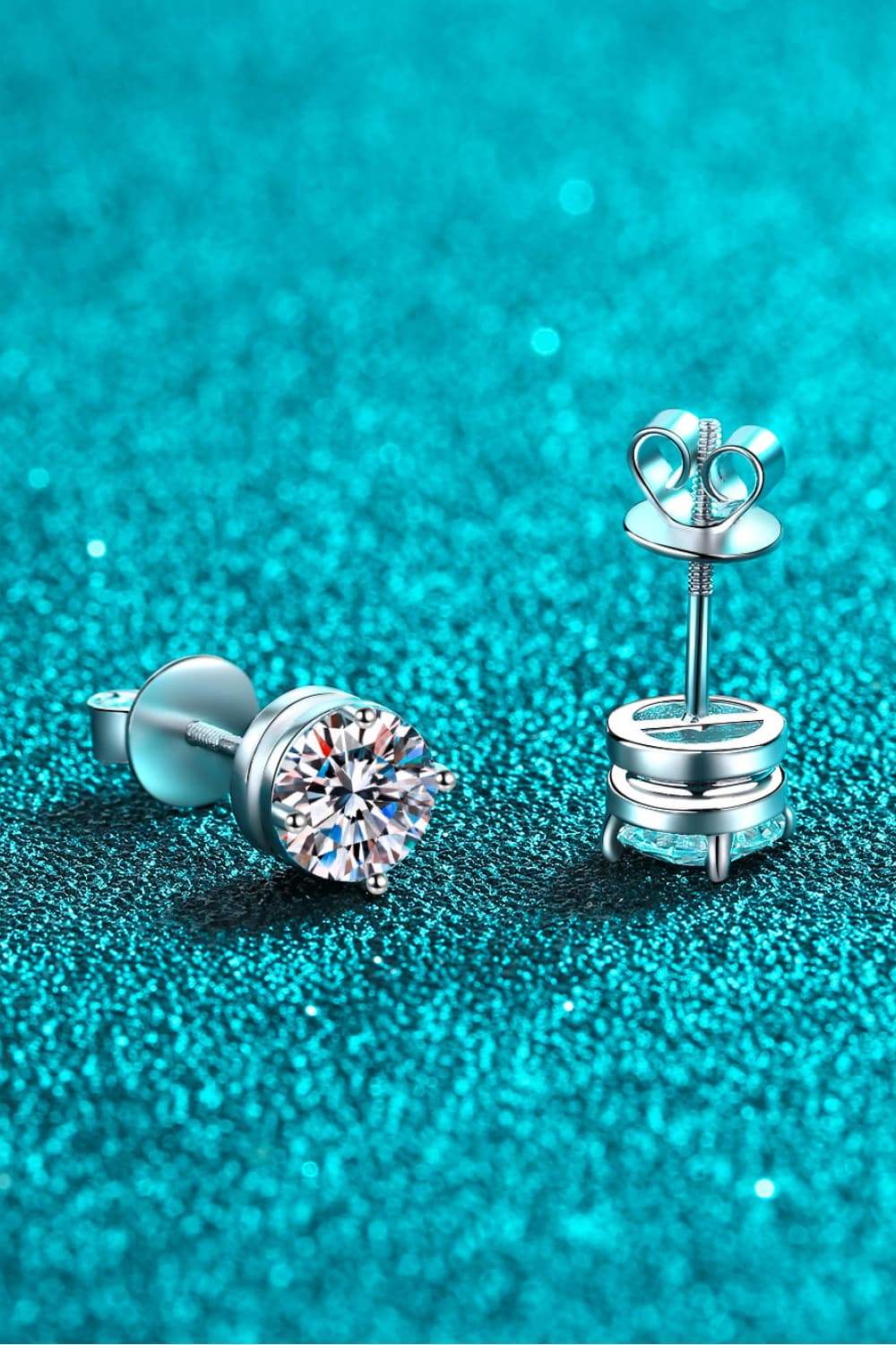 2 Carat Moissanite Rhodium-Plated Stud Earrings Moissanite - Tophatter Daily Deals