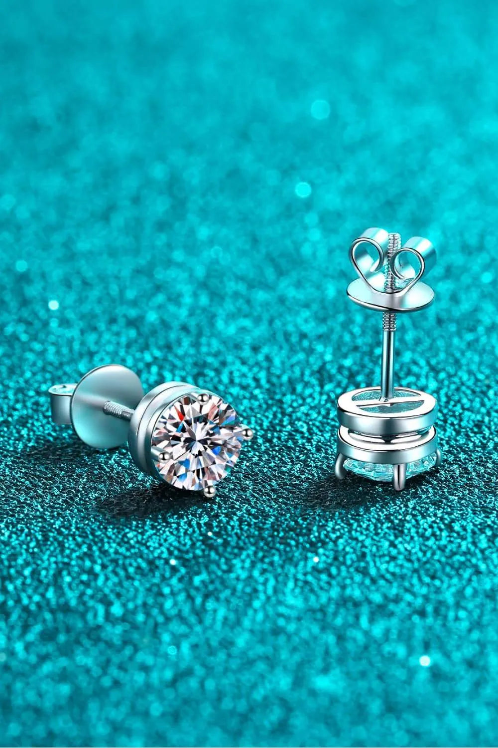 2 Carat Moissanite Rhodium-Plated Stud Earrings Moissanite - Tophatter Daily Deals