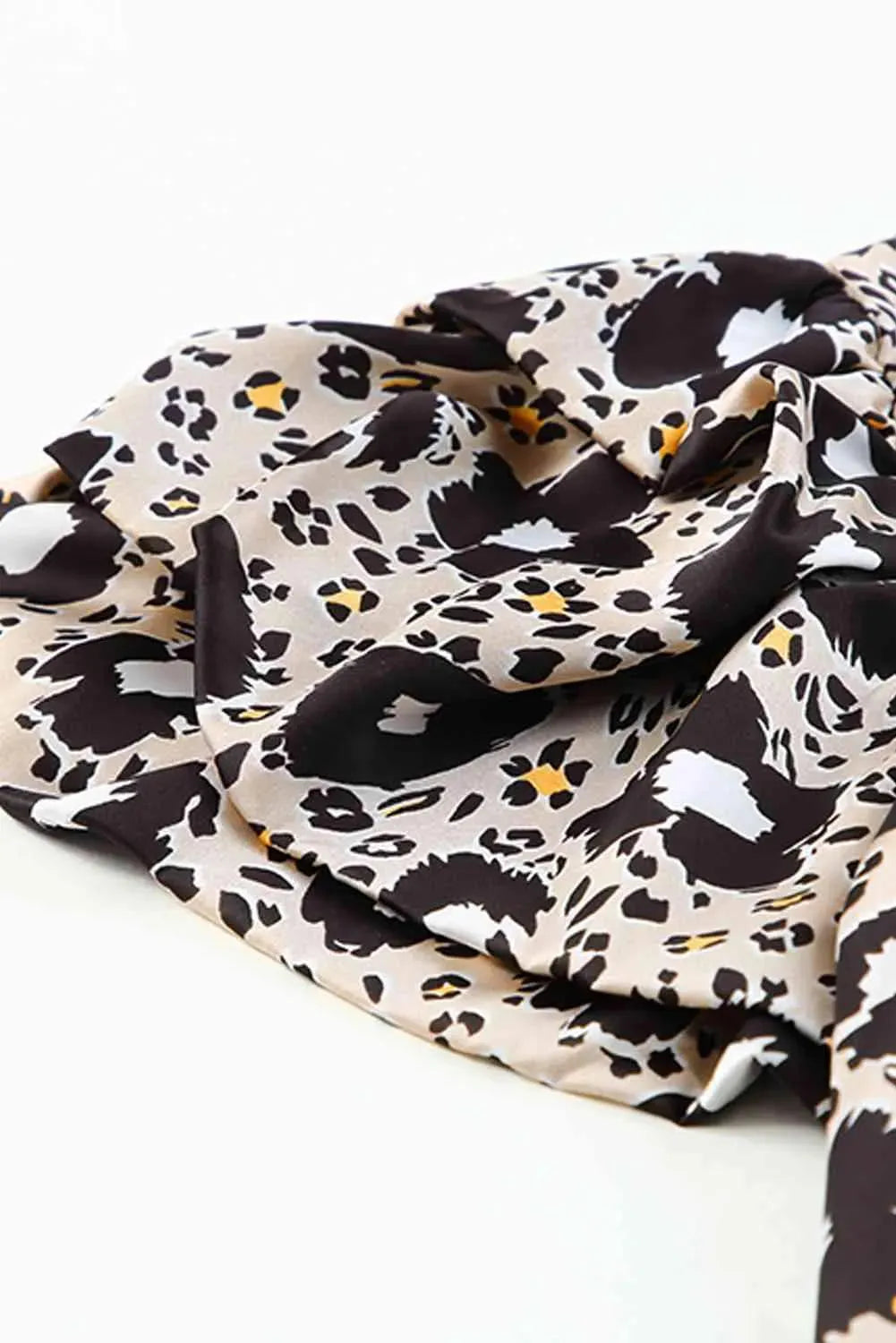 Animal Print Puff Sleeve Round Neck Blouse Blouses - Tophatter Daily Deals