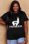 Simply Love Full Size NO PROBLEM Graphic Cotton Tee Women's T-Shirts - Tophatter Daily Deals