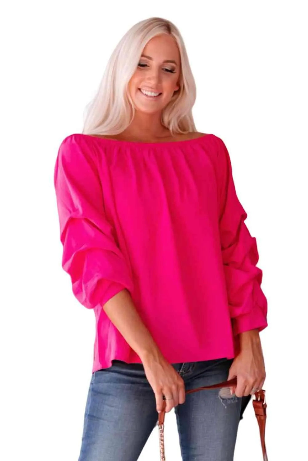 Gathered Detail Off-Shoulder Blouse Blouses - Tophatter Daily Deals