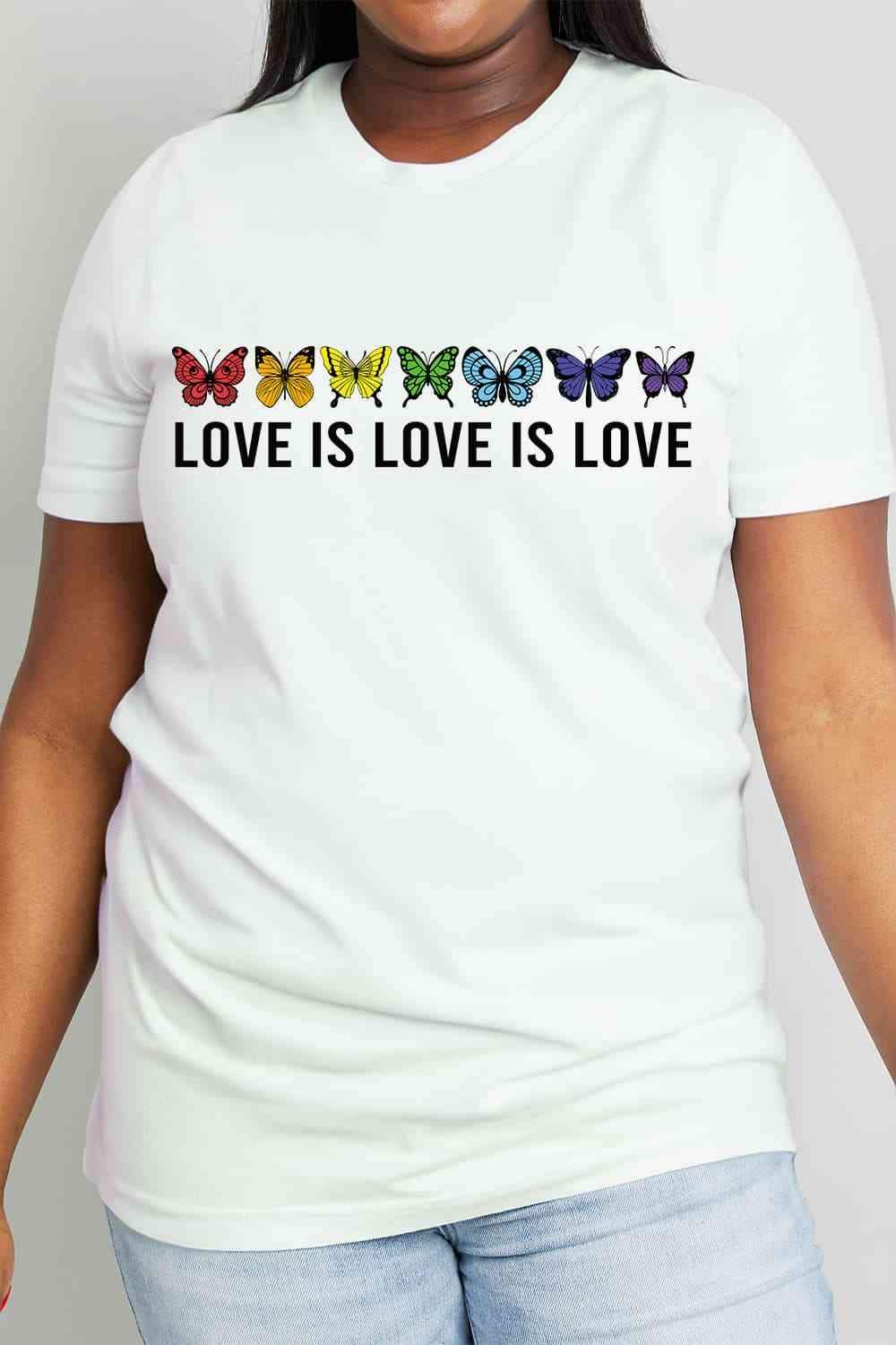 Simply Love Full Size LOVE IS LOVE IS LOVE Graphic Cotton Tee Women's T-Shirts - Tophatter Daily Deals
