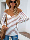 Striped Round Neck Long Sleeve T-Shirt Women's T-Shirts - Tophatter Daily Deals