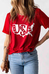 USA Graphic Round Neck T-Shirt Women's T-Shirts - Tophatter Daily Deals