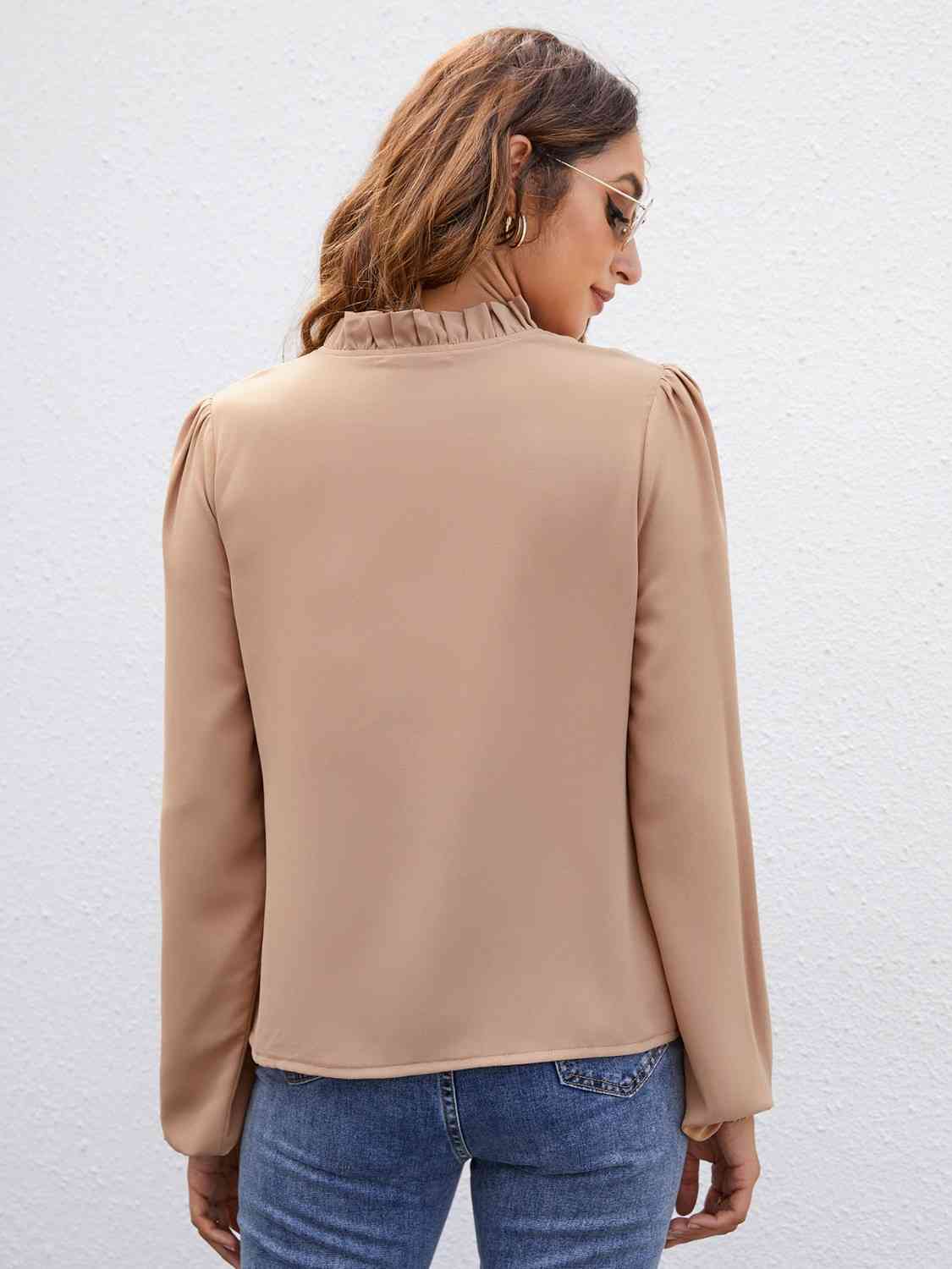 Tie Neck Puff Sleeve Blouse - Tophatter Deals