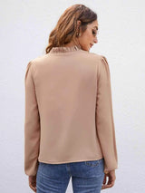 Tie Neck Puff Sleeve Blouse Blouses - Tophatter Daily Deals