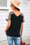 Leopard Sleeve Side Slit Tee-Shirt Women's T-Shirts - Tophatter Daily Deals