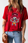 Skeleton Graphic Short Sleeve T-Shirt Deep Red Women's T-Shirts - Tophatter Daily Deals