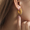 Synthetic Pearl 18K Gold-Plated Earrings Style B Gold One Size Earrings - Tophatter Daily Deals